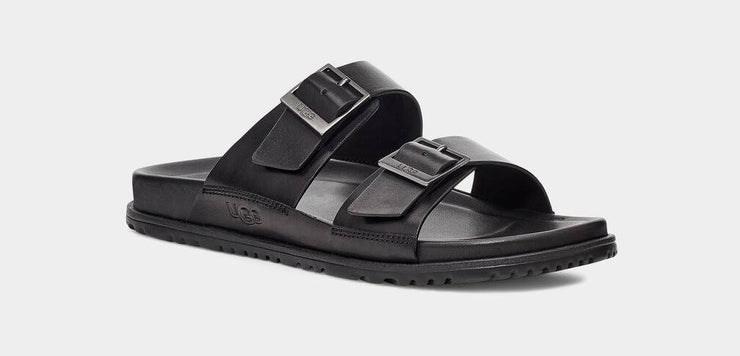 UGG Mens Wainscott Buckle Slide Black Leather – Island Comfort