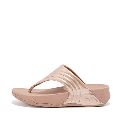 FitFlop Womens Walkstar Leather Toe-Post Sandals Rose Gold