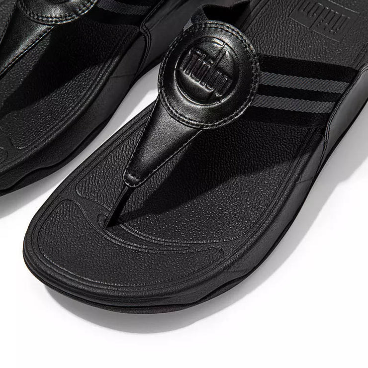 FitFlop Womens Walkstar Webbing Toe-Post Sandals All Black