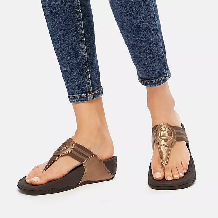 FitFlop Womens Walkstar Webbing Toe-Post Sandals Bronze