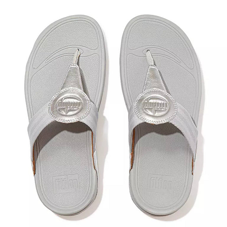 FitFlop Womens Walkstar Webbing Toe-Post Sandals Silver