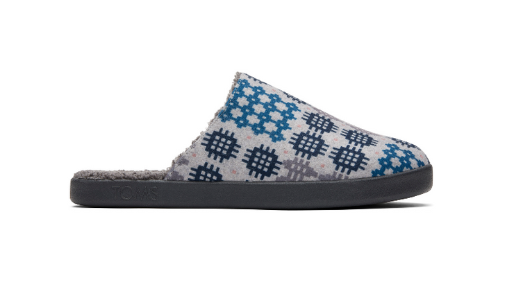 Toms X West End Mens Harbor Slippers Frost Grey Snowdon Repreve Two Tone Felt
