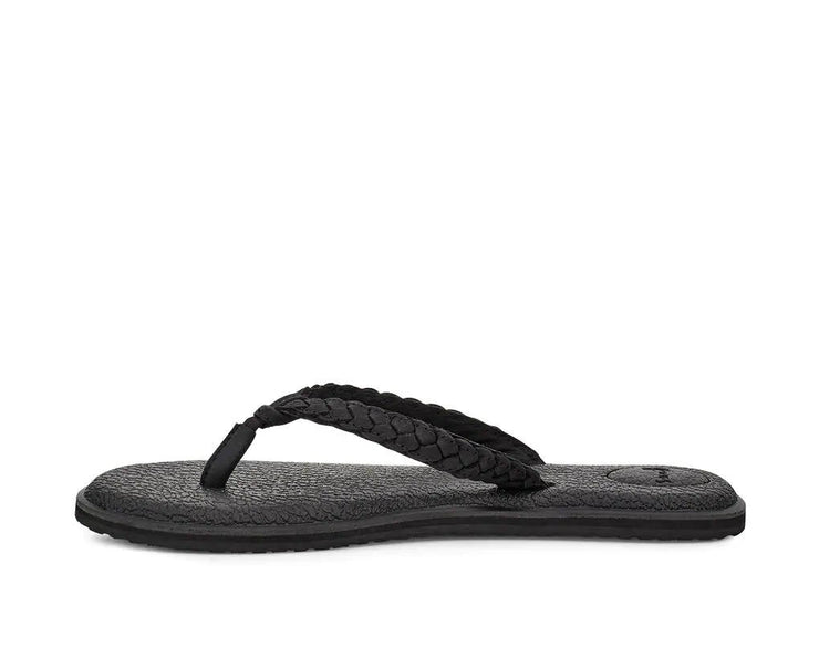 Sanuk Womens Yoga Braid Leather Black